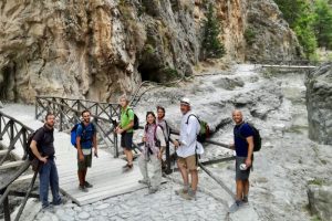 people hiking in samaria, greece