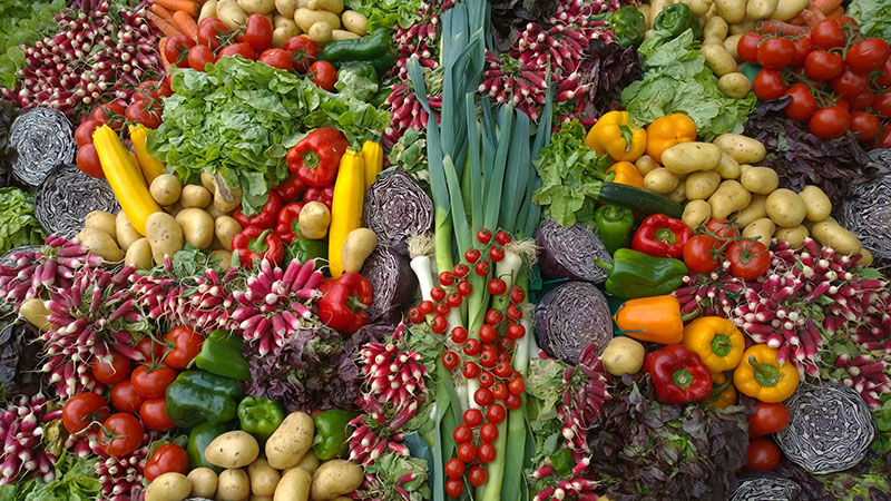 spread of colorful vegetables