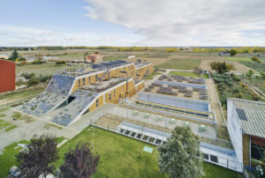 aerial view passive house for the elderly in spain