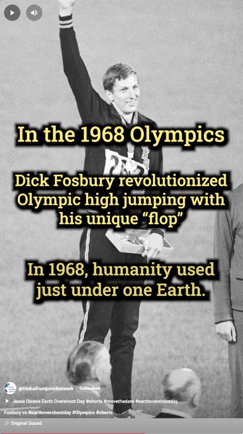 In 1968, Dick Fosbury revolutionized the high jump and won gold - humanity used 0.9 Earths. For Earth Overshoot Day 2024